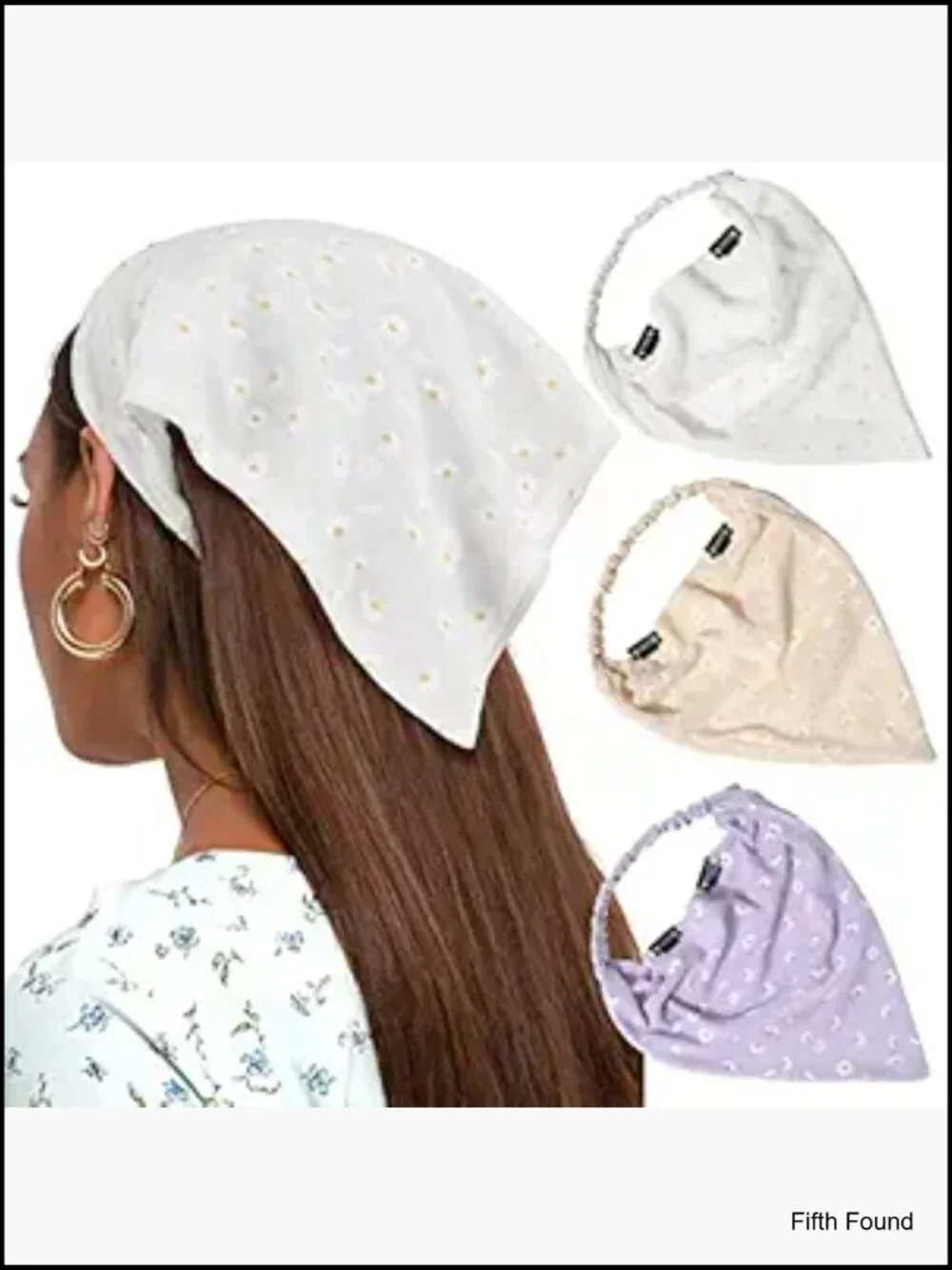 3 Pack Chiffon Floral Print Hair Scarf Headband with Clips for Women